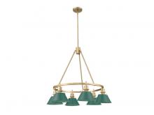 Golden 3306-6 BCB-GN - Orwell 6-Light Chandelier in Brushed Champagne Bronze with Pine Green