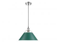 Golden 3306-L CH-GN - Orwell 14" Wide Large Pendant in Chrome with Pine Green