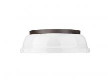 Golden 3602-14 RBZ-WH - Duncan 14" Flush Mount in Rubbed Bronze with White