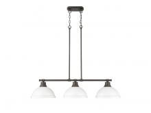 Golden 3602-3LP RBZ-WHT - Duncan 3-Light Linear Pendant in Rubbed Bronze with Matte White