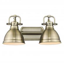 Golden 3602-BA2 AB-AB - Duncan 2 Light Bath Vanity inÂ Aged BrassÂ with Aged Brass Shades