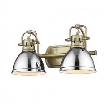 Golden 3602-BA2 AB-CH - Duncan 2 Light Bath Vanity inÂ Aged BrassÂ with Chrome Shades