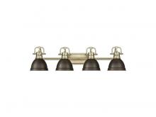 Golden 3602-BA4 AB-RBZ - Duncan 4-Light Bath Vanity in Aged Brass with Rubbed Bronze