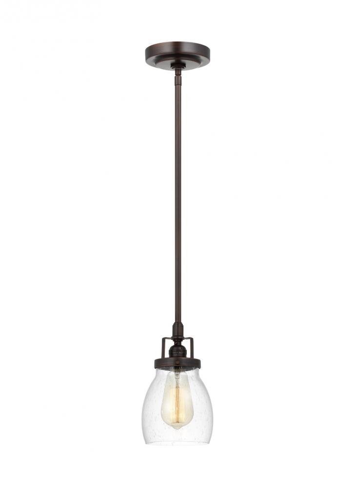 Belton transitional 1-light indoor dimmable ceiling hanging single pendant light in bronze finish wi