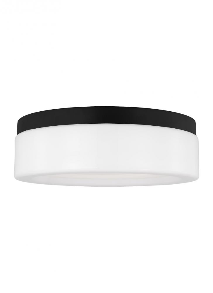 Rhett modern 1-light indoor dimmable medium ceiling flush mount in midnight black finish with concav