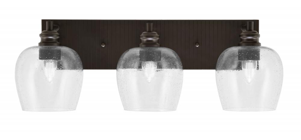 Edge 3 Light Bath Bar, Espresso Finish, 6" Clear Bubble Glass