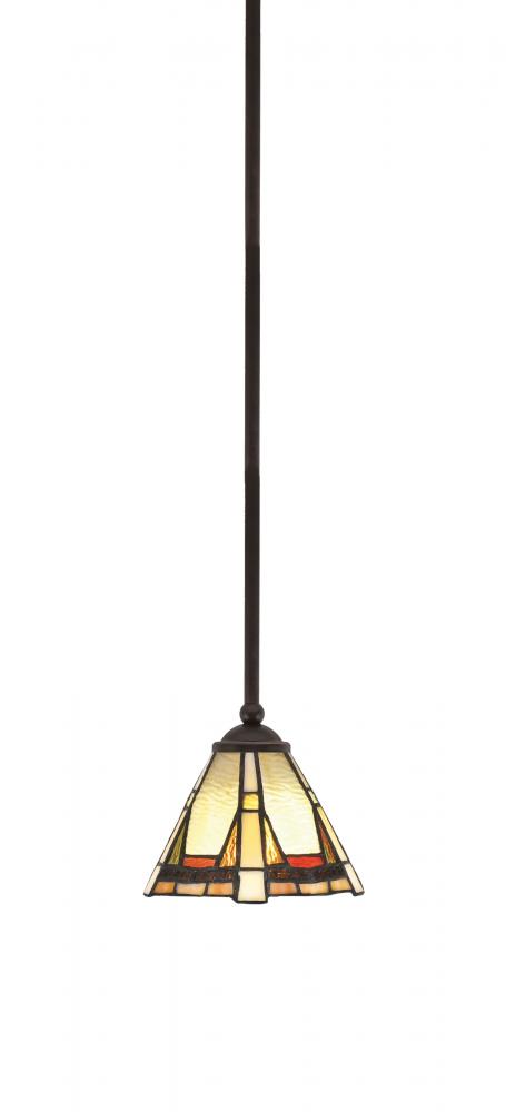 Zilo Stem Hung Mini Pendant, Dark Granite Finish, 7" Zion Art Glass