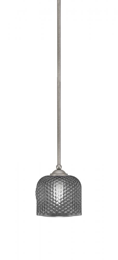 Zilo Stem Mini Pendant, Graphite Finish, 6" Smoke Textured Glass