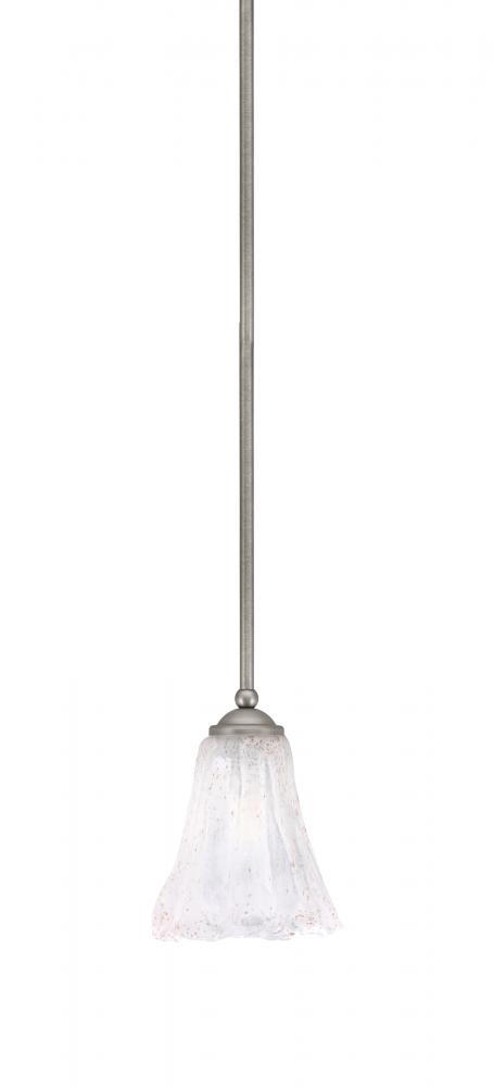 Zilo Stem Mini Pendant, Graphite Finish, 5.5" Fluted Italian Ice Glass