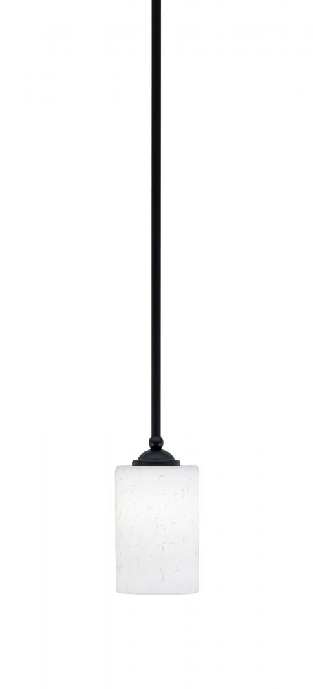 Zilo Stem Mini Pendant, Matte Black Finish, 4" White Muslin Glass