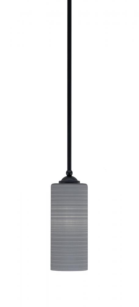 Zilo Stem Mini Pendant, Matte Black Finish, 4" Gray Matrix Glass