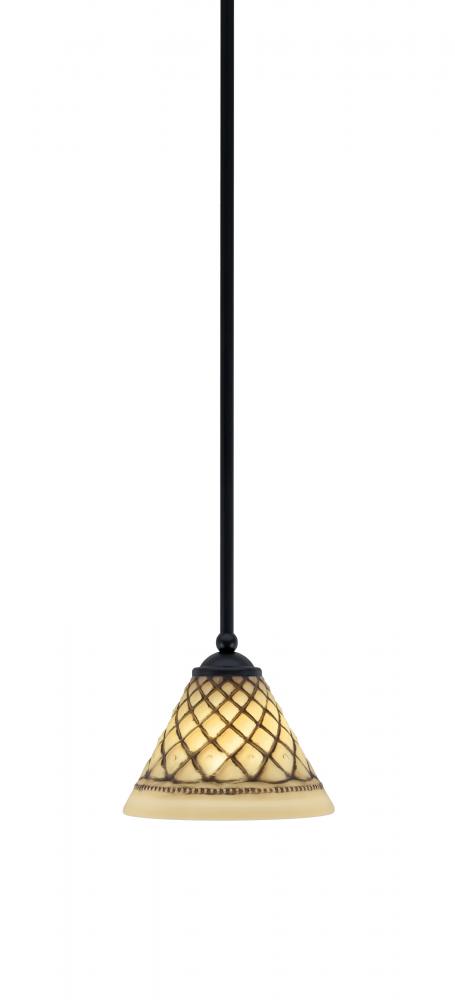 Zilo Stem Mini Pendant, Matte Black Finish, 7" Chocolate Icing Glass