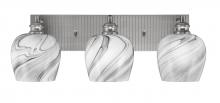 Toltec Company 1163-BN-4819 - Edge 3 Light Bath Bar, Brushed Nickel Finish, 6" Onyx Swirl Glass