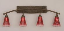 Toltec Company 174-BRZ-726 - Four Light Bronze Raspberry Crystal Glass Vanity