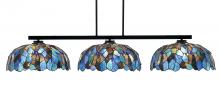 Toltec Company 4523-MB-995 - Atlas 3 Light Bar, Matte Black Finish, 16" Blue Mosaic Art Glass