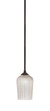 Toltec Company 560-DG-4253 - Zilo Stem Hung Mini Pendant, Dark Granite Finish, 5" Silver Textured Glass