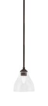 Toltec Company 560-DG-4760 - Zilo Stem Hung Mini Pendant, Dark Granite Finish, 6.25" Clear Bubble Glass