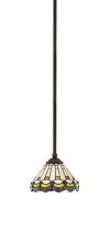 Toltec Company 560-DG-9395 - Zilo Stem Hung Mini Pendant, Dark Granite Finish, 7" Cyprus Art Glass