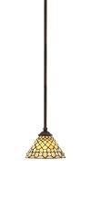 Toltec Company 560-DG-9415 - Zilo Stem Hung Mini Pendant, Dark Granite Finish, 7" Starlight Art Glass