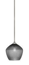 Toltec Company 560-GP-4922 - Zilo Stem Mini Pendant, Graphite Finish, 9" Smoke Textured Glass