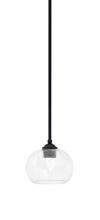 Toltec Company 560-MB-202 - Zilo Stem Mini Pendant, Matte Black Finish, 7" Clear Bubble Glass