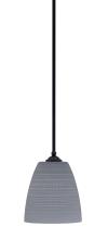 Toltec Company 560-MB-4072 - Zilo Stem Mini Pendant, Matte Black Finish, 8" Gray Matrix Glass