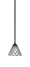 Toltec Company 560-MB-9185 - Zilo Stem Mini Pendant, Matte Black Finish, 7" Diamond Ice Art Glass