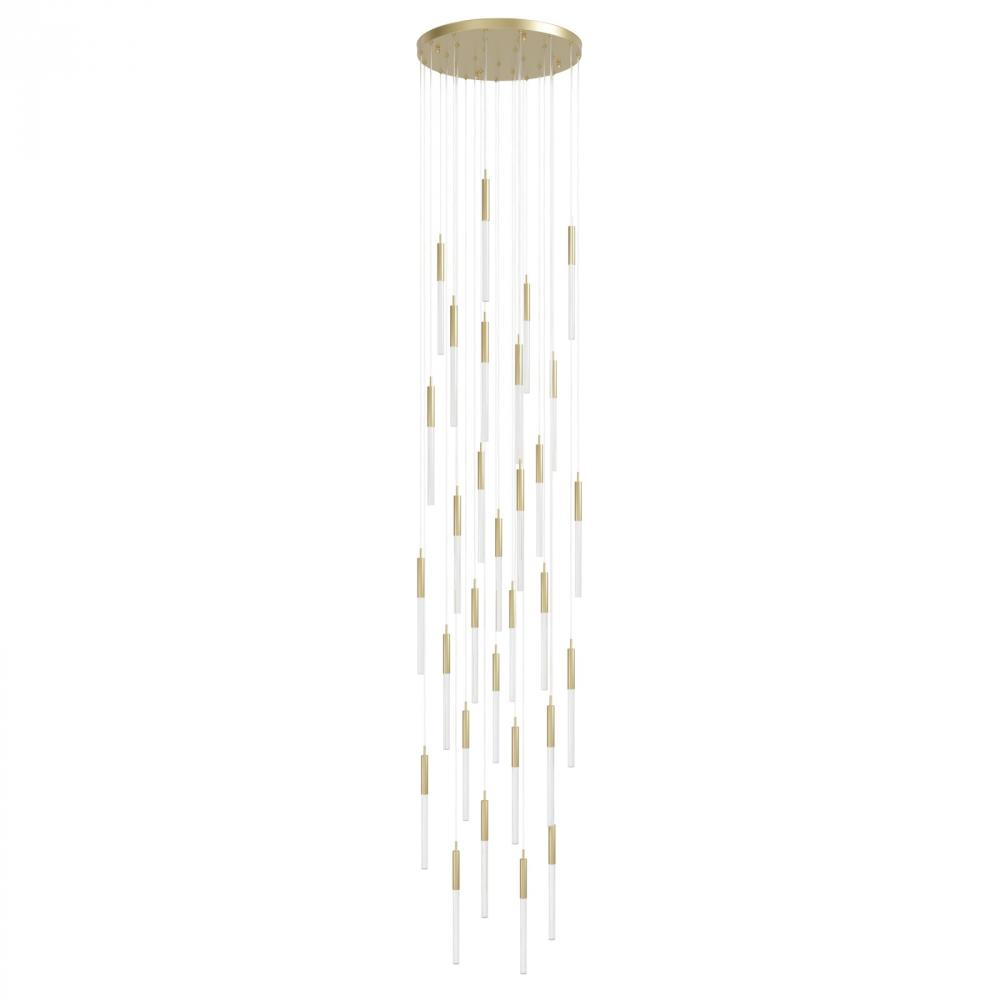 Main St. Snow Collection Brushed Brass 31 Light Pendant Fixture