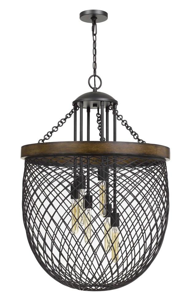 38.25" Height Metal Chandelier in Bronze Wood Finish