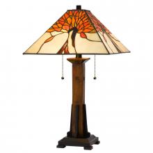 CAL Lighting BO-3010TB - 60W X 2 Tiffany Table Lamp with Pull Chain Switch with Resin Lamp Body