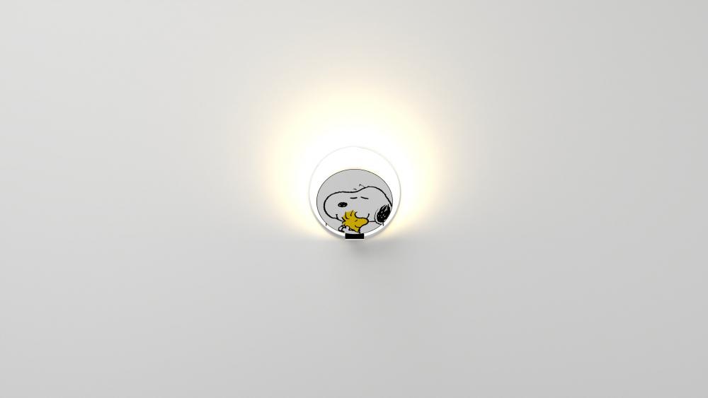 Peanuts® Gravy Wall Sconce - Chrome body, Snoopy Woodstock plates - Hardwire