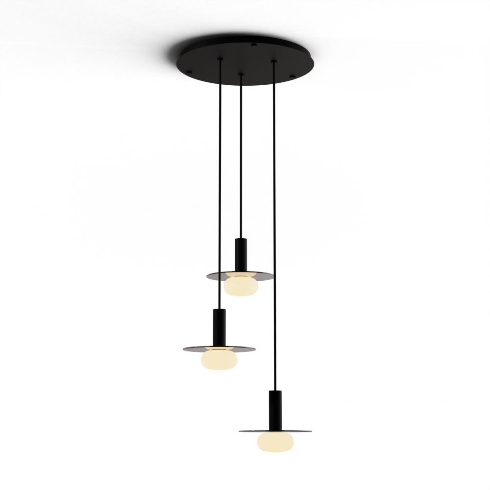 Combi Pendant 6" Circular 3 Combo Matte Black with Matte Black Canopy