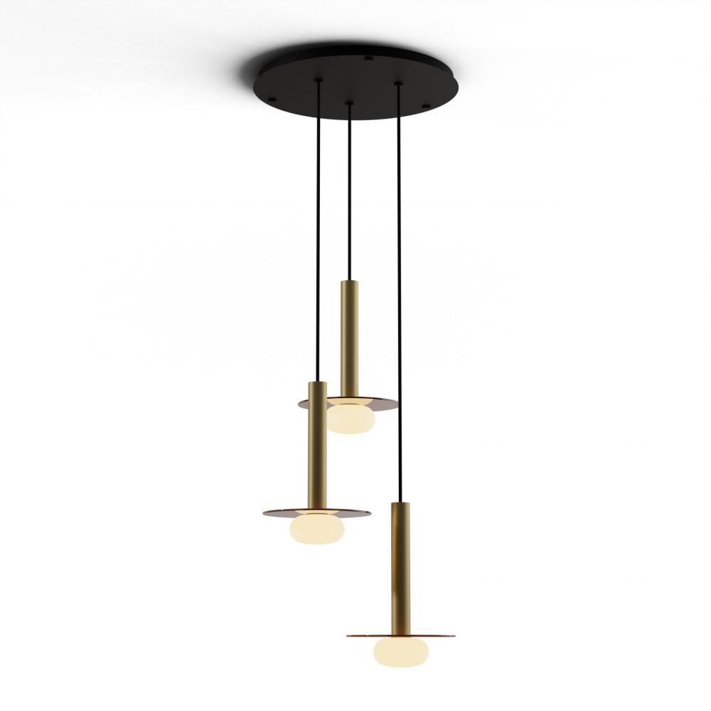 Combi Pendant 12" Circular 3 Combo Brass with Matte Black Canopy