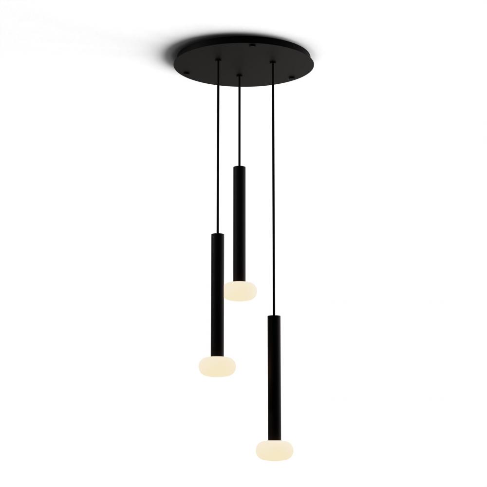 Combi Pendant 16" Circular 3 Combo Matte Black with Matte Black Canopy