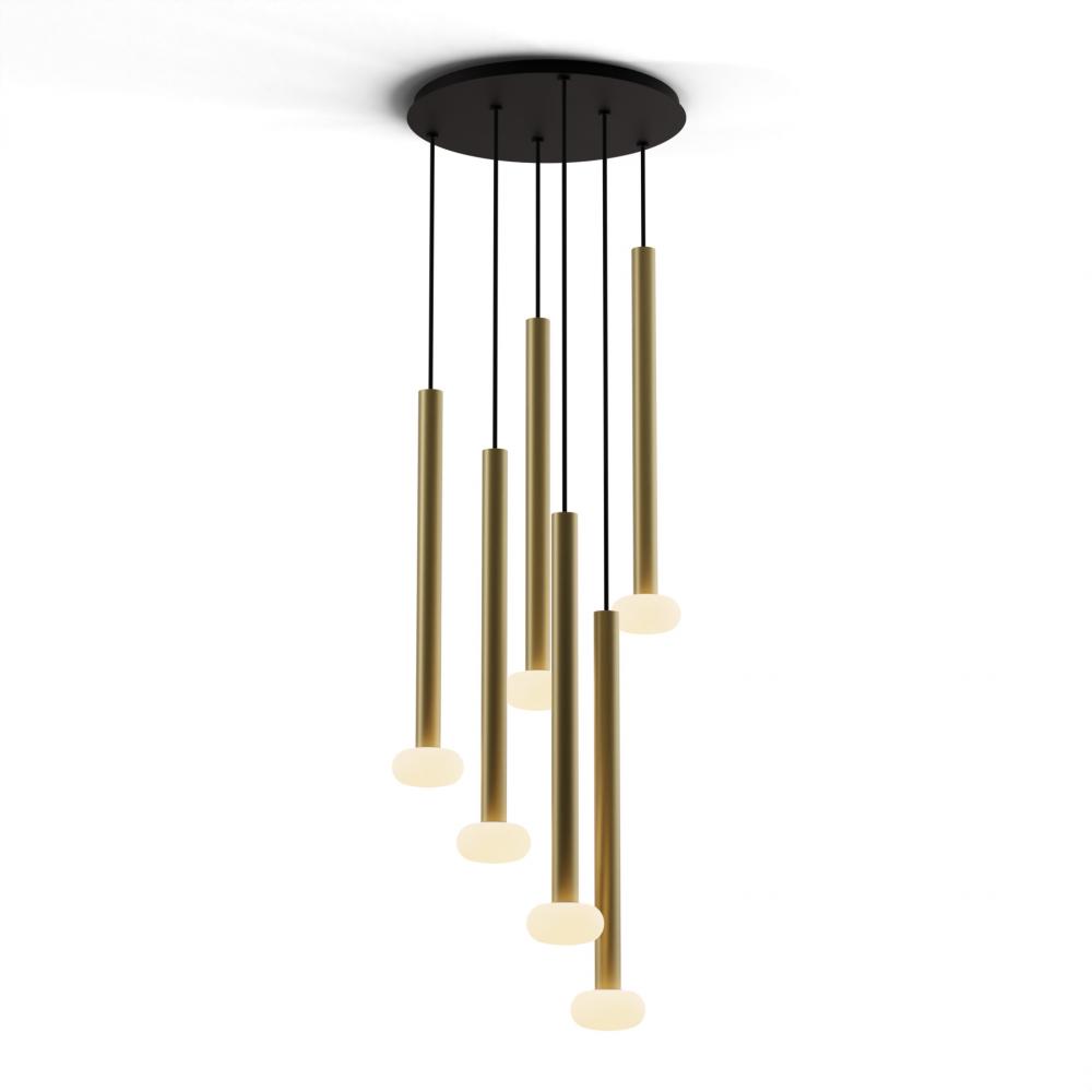 Combi Pendant 24" Circular 6 Combo Brass with Matte Black Canopy