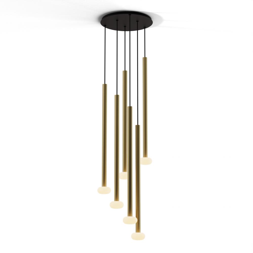 Combi Pendant 36" Circular 6 Combo Brass with Matte Black Canopy