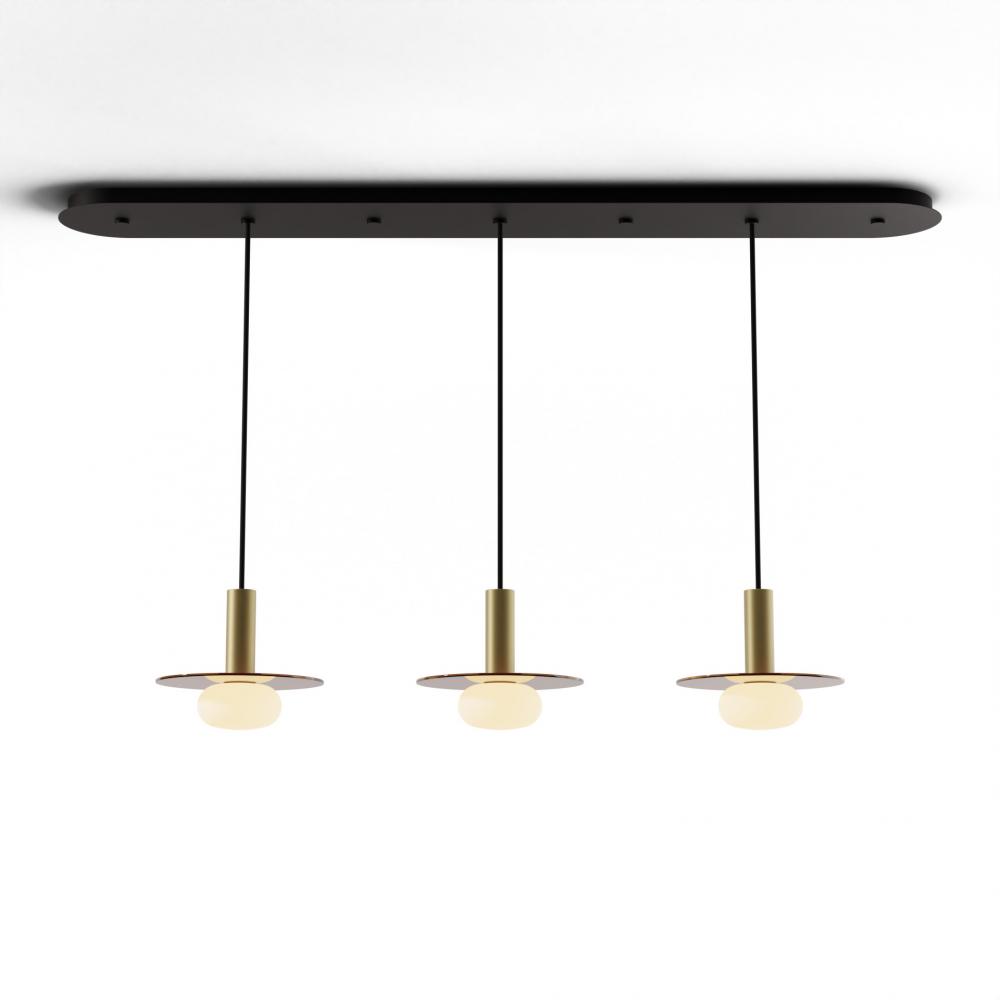 Combi Pendant 6" Linear 3 Combo Brass with Matte Black Canopy