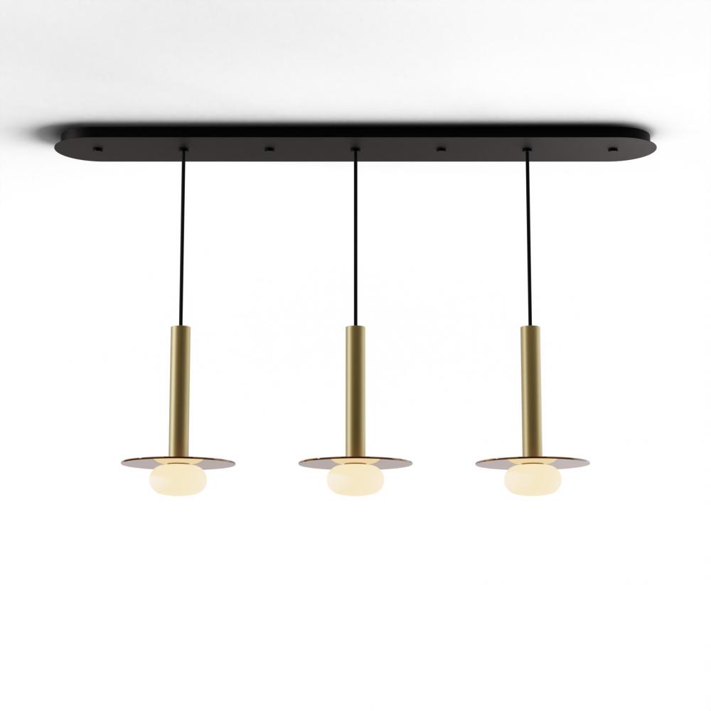 Combi Pendant 12" Linear 3 Combo Brass with Matte Black Canopy