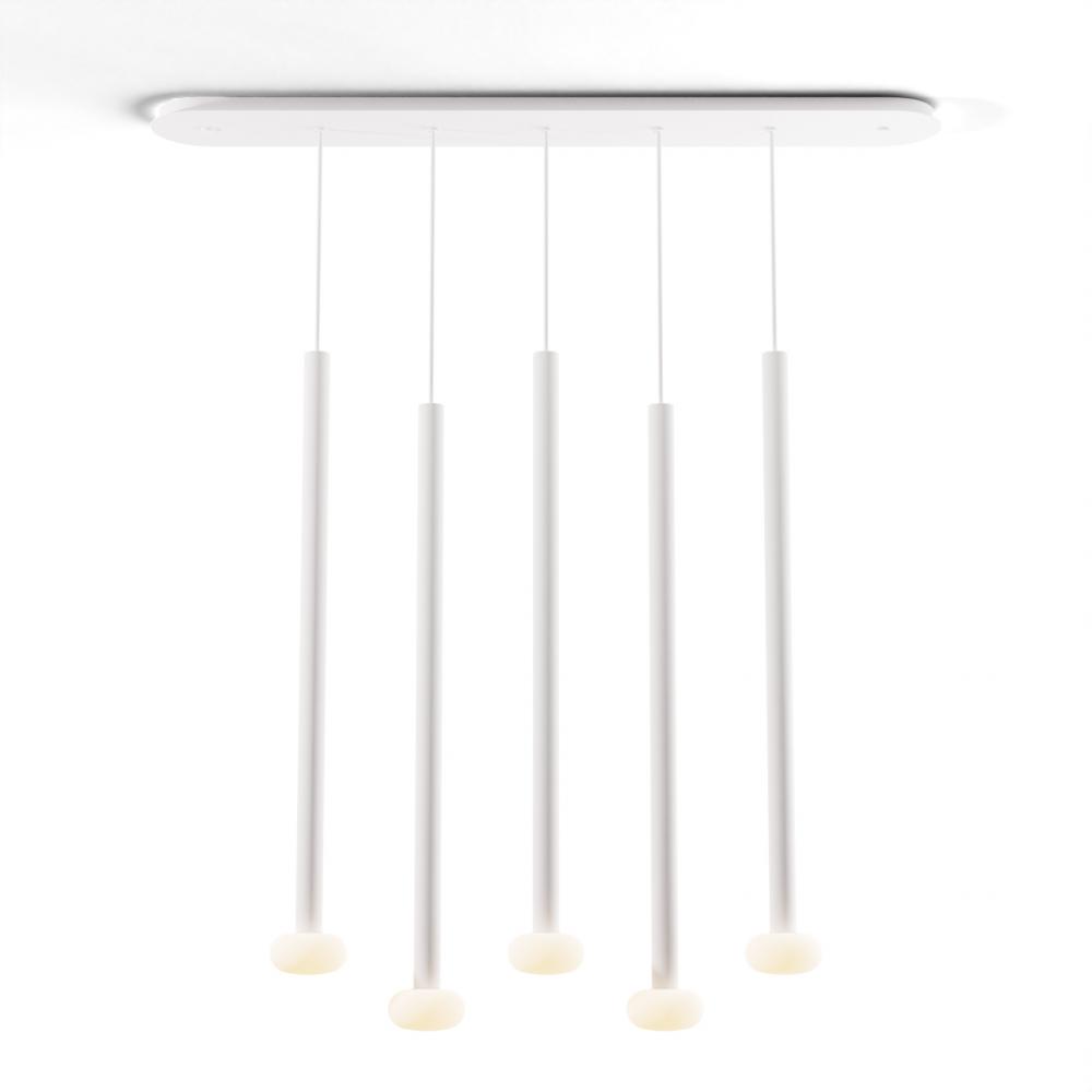 Combi Pendant 36" Linear 5 Combo Matte White with Matte White Canopy