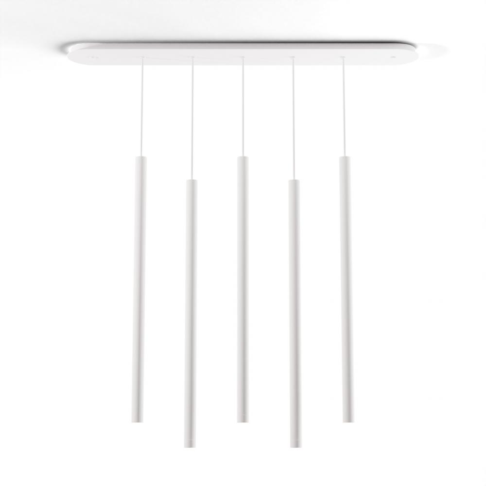 Combi Pendant 36" Linear 5 Combo Matte White with Matte White Canopy