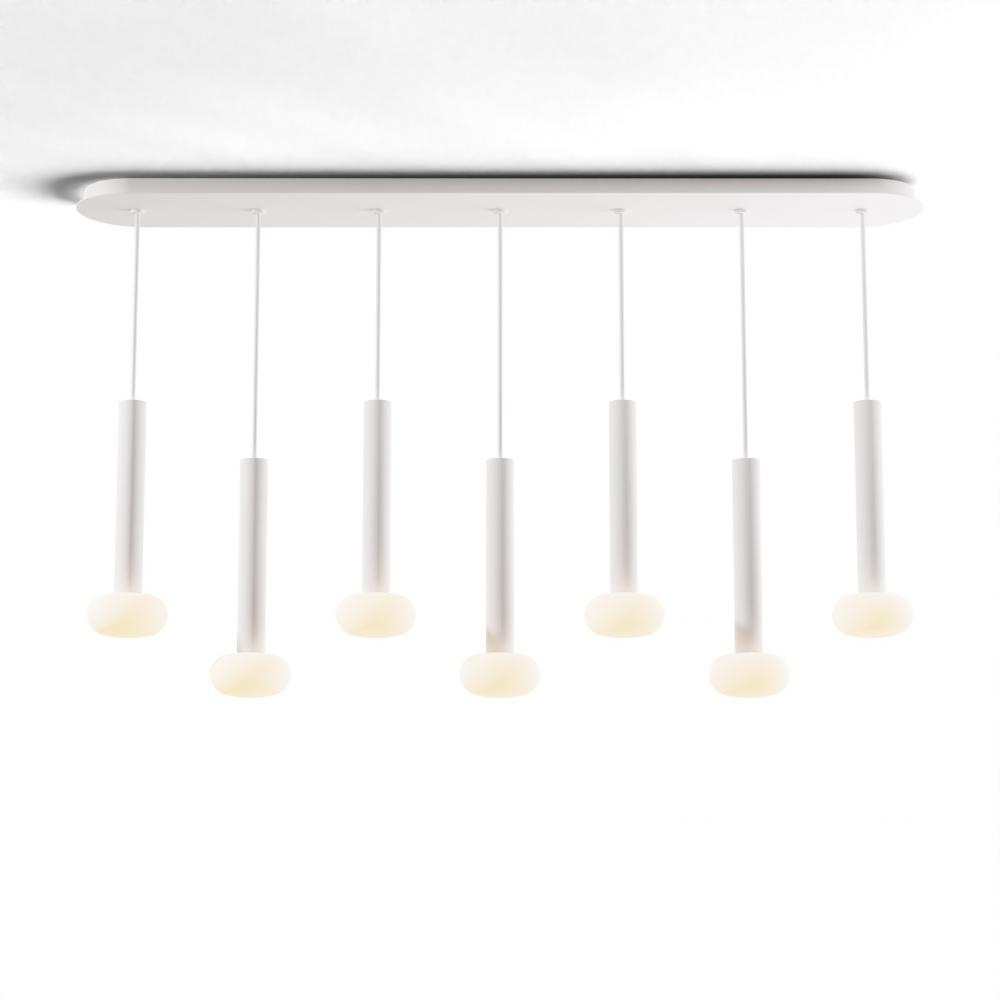 Combi Pendant 12" Linear 7 Combo Matte White with Matte White Canopy