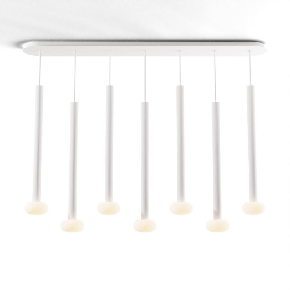 Combi Pendant 24" Linear 7 Combo Matte White with Matte White Canopy