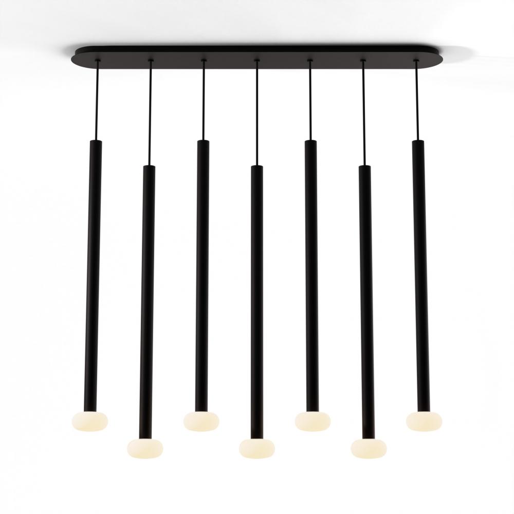 Combi Pendant 36" Linear 7 Combo Matte Black with Matte Black Canopy