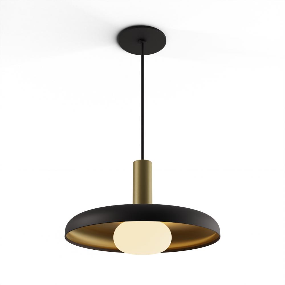 Combi Pendant 6" Single Unit Brass with Matte Black Canopy