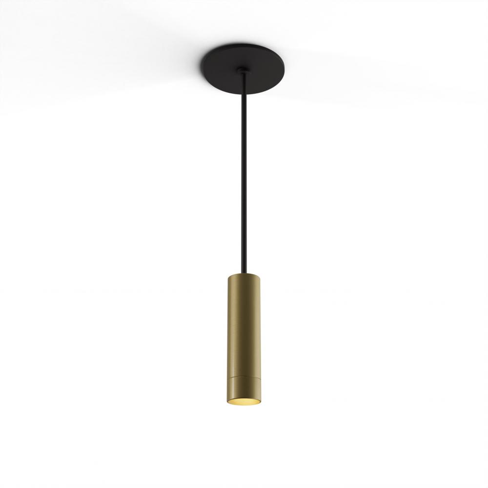 Combi Pendant 6" Single Unit Brass with Matte Black Canopy, Suspension / Flush Mount 2-in-1