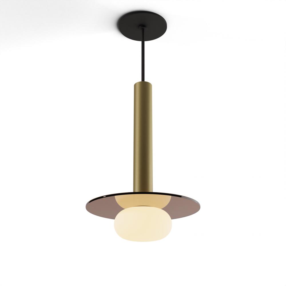 Combi Pendant 12" Single Unit Brass with Matte Black Canopy