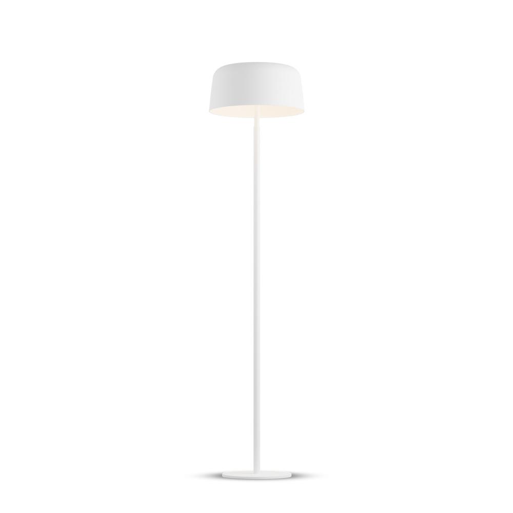 Yurei Floor Lamp (Matte White) with 14" Metal Shade, Matte White