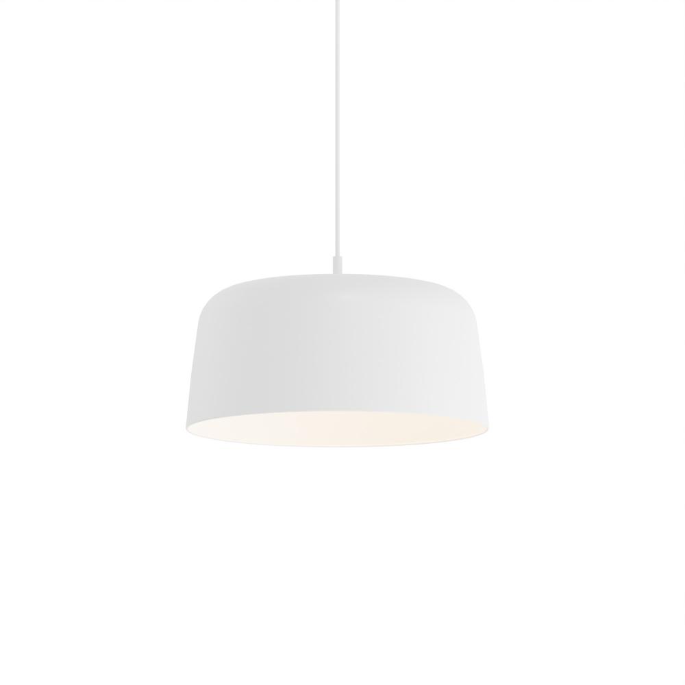 Yurei Single Pendant Lamp (Matte White) with 14" Metal Shade, Matte White