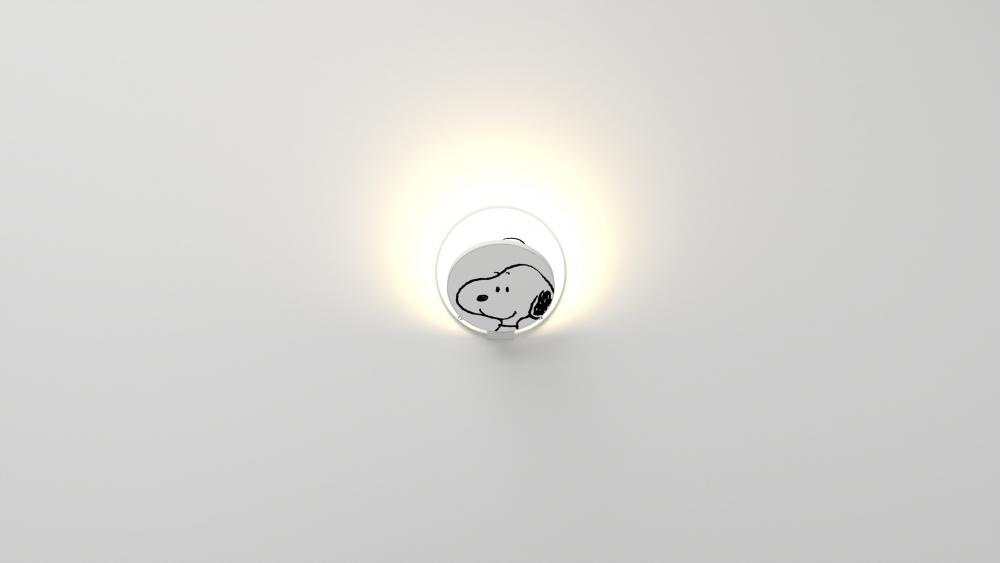 PeanutsÂ® Gravy Wall Sconce - Matte White body, Snoopy plates - Plug-in