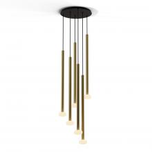 Koncept Inc CMP-C6-S-36-BRS+NA+GLB - Combi Pendant 36" Circular 6 Combo Brass with Matte Black Canopy